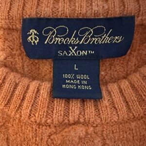 Brooks Brothers SaxXon 100% Cable Knit Wool Sweater in Fall Orange